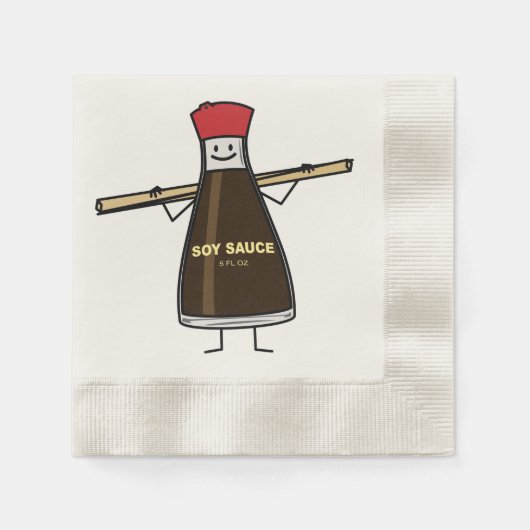 Serviette En Papier Sauce soja condiment bouteille baguettes asiatique (Devant)