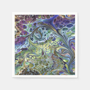 Serviette En Papier Sauge vert olive, bleu violet bordeaux abstrait