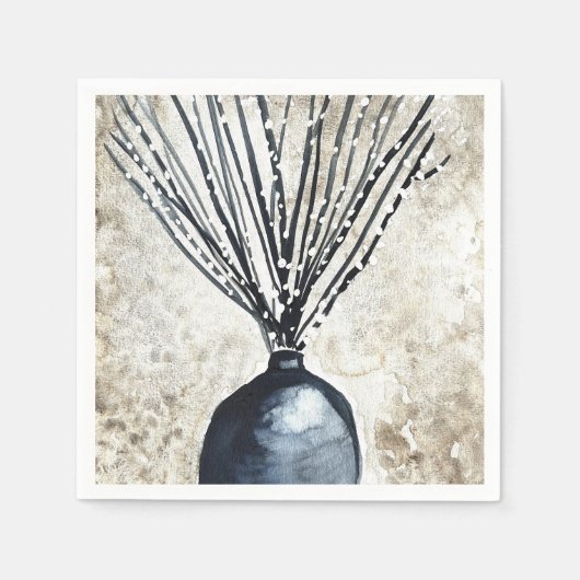 Serviette En Papier Saule dans l'aquarelle du vase (Devant)