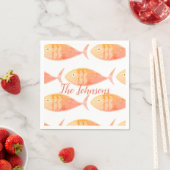 Serviette En Papier Saumon Fish Group Napkins (En situation)