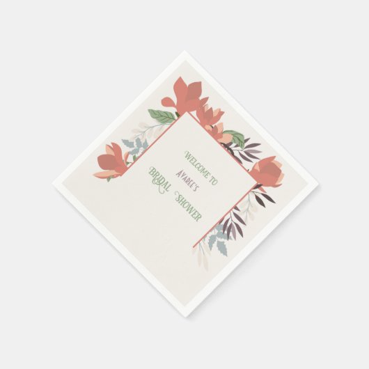 Serviette En Papier Saumon vert foncé bleu et violet art populaire (Coin)