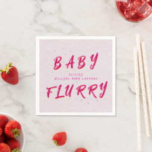 Serviette En Papier Saupoudrer bébé hiver   Flurier à neige rose