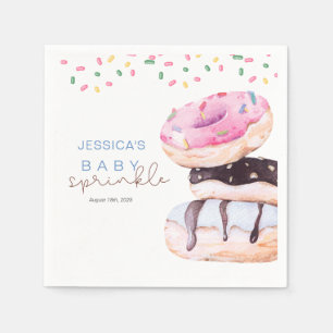Serviette En Papier Saupoudrer les beignets Aquarelle Baby shower bleu