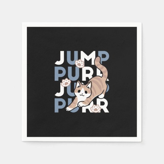 Serviette En Papier Sauter Purr Jump : Conception de chat joueuse avec (Devant)