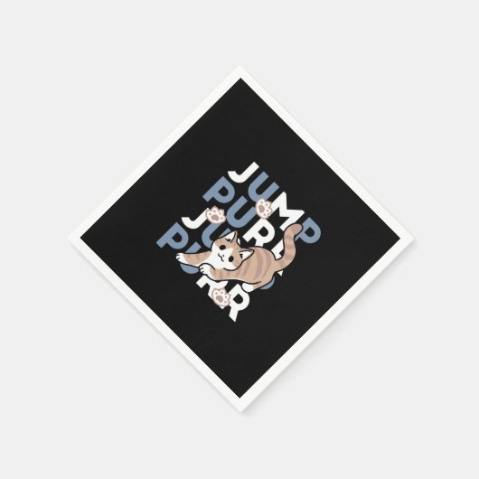 Serviette En Papier Sauter Purr Jump : Conception de chat joueuse avec (Coin)