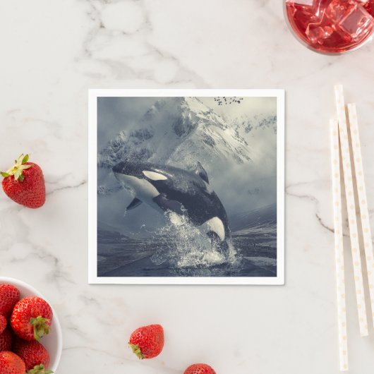 Serviette En Papier Sauts de baleines tueuses sauvages (En situation)
