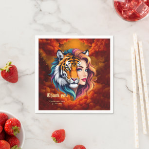 Serviette En Papier Sauvage intérieur – Déesse de l'esprit du tigre.