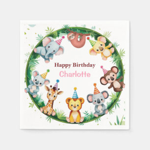 Serviette En Papier Sauvage Tropical Une Jungle Safari Animaux Anniver