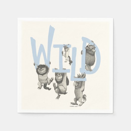 Serviette En Papier SAUVAGE | Wild Things et Max - Bleu (Devant)