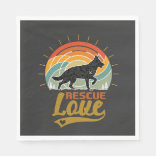 Serviette En Papier Sauver Amour Chien Rétro Coucher de soleil Arbres