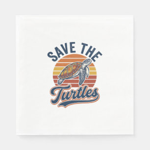 Serviette En Papier Sauver les tortues Design de T-Shirt vintage de to