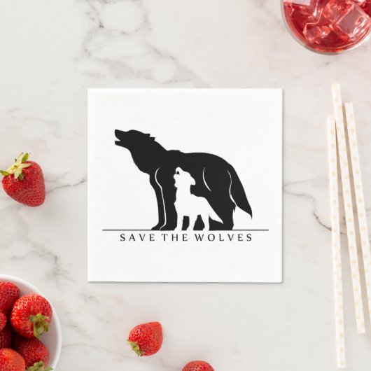 Serviette En Papier Sauvez les loups (En situation)