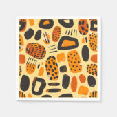 Serviette En Papier "Savanna Pop : Vibes tribales en orange et noir" (Devant)