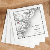 Serviette En Papier Savannah Géorgie Carte Elégant Mariage noir blanc