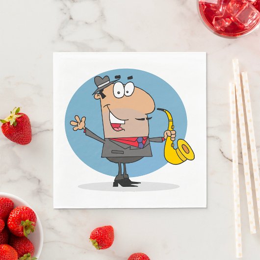 Serviette En Papier Saxophone Player Musicien