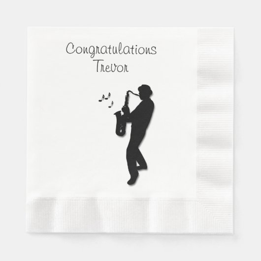 Serviette En Papier Saxophone Player Personnalisé Félicitations (Devant)