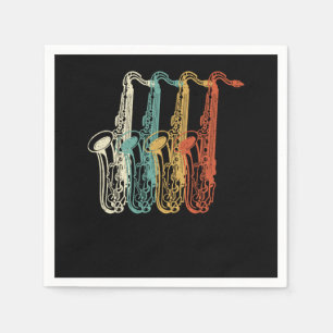 Serviette En Papier Saxophone Retro Vintage Marching Band