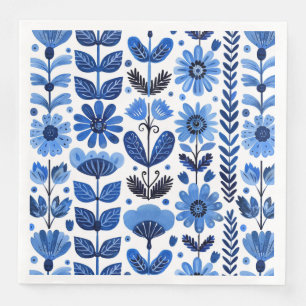 Serviette En Papier Scandi bleu floral