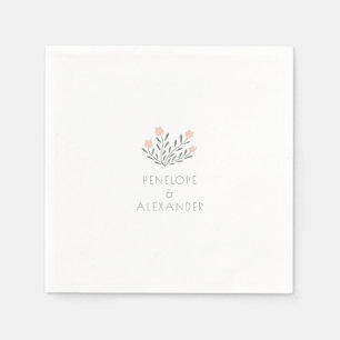 Serviette En Papier Scandi Folk Fleurs Rose Pâle Sauge Mariage Sur Mes