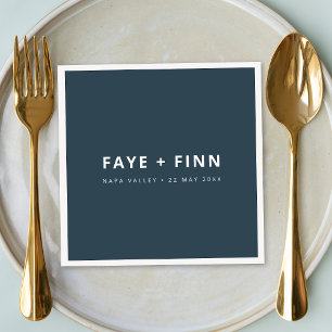 Serviette En Papier Scandinave Fumée Bleu Minimaliste Dîner Mariage