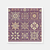 Serviette En Papier Scandinave hiver violet et découpage or (Devant)