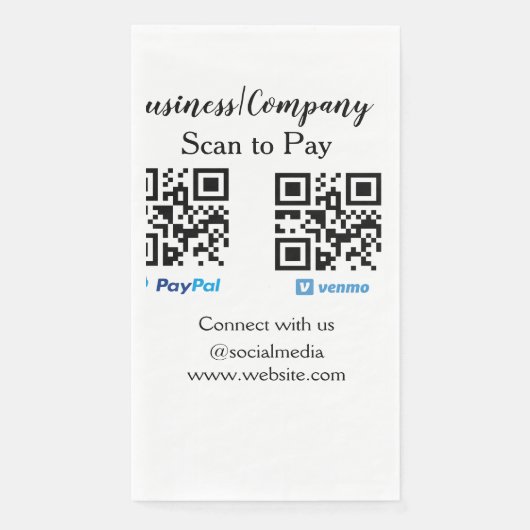 Serviette En Papier Scanner pour payer le code q r paypal venmo ajoute (Devant)