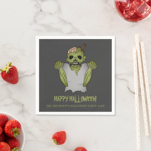 Serviette En Papier Scanner Zombie Personnalisable Halloween Texte de (En situation)
