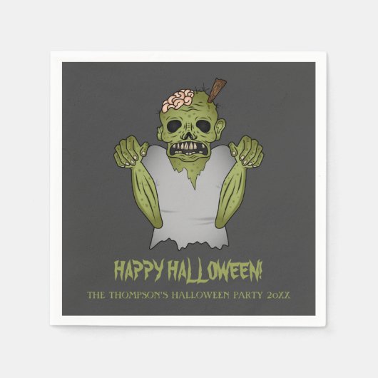 Serviette En Papier Scanner Zombie Personnalisable Halloween Texte de (Devant)