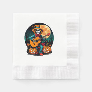 Serviette En Papier scarecrow joue de la guitare et célèbre halloween