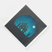 Serviette En Papier Scary and Fun Blue and Black Haunted House (Coin)