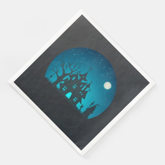 Serviette En Papier Scary and Fun Blue and Black Haunted House (Coin)