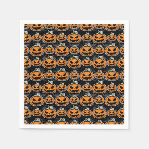 Serviette En Papier Scary Halloween Party Jack O'Lanterns Citrouille