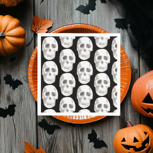 Serviette En Papier Scary Scull Black & White Pattern