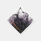 Serviette En Papier Scary Spider Web Happy Halloween Nom personnalisé (Coin)