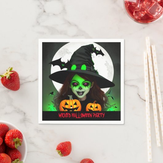 Serviette En Papier Scary Wicked Witch Halloween Party (En situation)