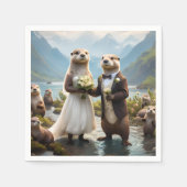 Serviette En Papier **"Scellé avec un baiser : Otterly in Love"** (Devant)