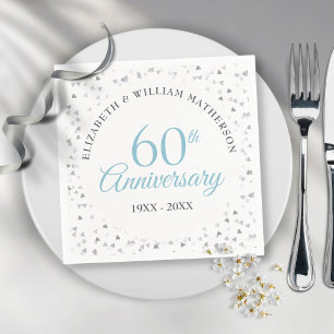 Serviette En Papier Scénario 60e anniversaire de mariage Cœurs Confett