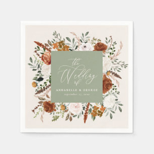 Serviette En Papier Scénario mariage botanique rustique sauge vert élé