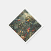 Serviette En Papier Scène botanique de perroquets et ananas (Coin)