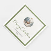 Serviette En Papier Scène botanique moderne de Noël bohème pour dîner (Coin)