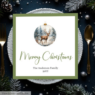 Serviette En Papier Scène botanique moderne de Noël bohème pour dîner