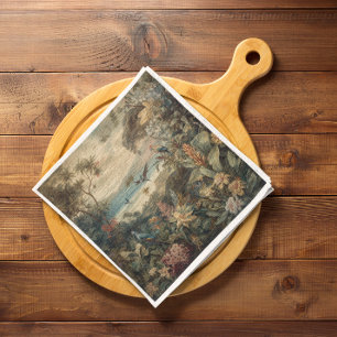 Serviette En Papier Scène botanique vintage oiseaux fleurs au paradis