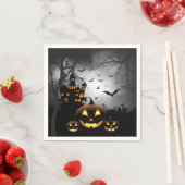 Serviette En Papier Scène de cimetière d'Halloween Maison hantée citro (En situation)