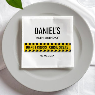 Serviette En Papier Scène de crime fête d'anniversaire avec bande de p
