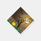 Serviette En Papier Scène de jardin d'Halloween effrayant (Coin)