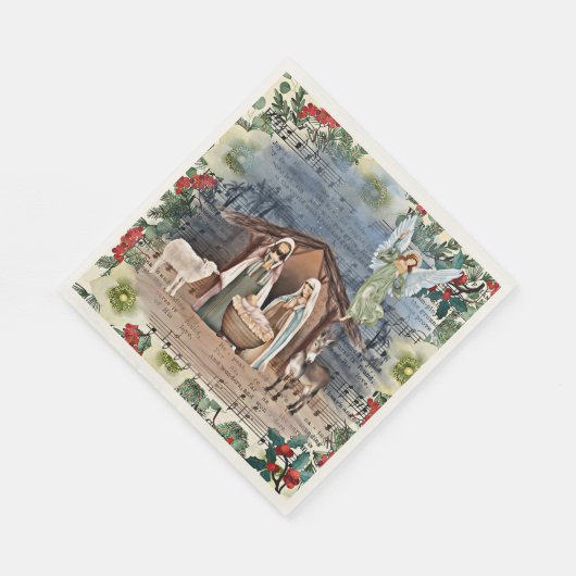 Serviette En Papier Scène de la Nativité, Joy to the World, (Coin)