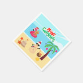 Serviette En Papier Scène de Noël à la plage (Coin)