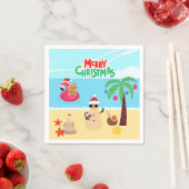 Serviette En Papier Scène de Noël de plage (En situation)
