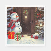 Serviette En Papier Scène de Noël de Snowman (Devant)