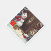 Serviette En Papier Scène de Noël de Snowman (Coin)